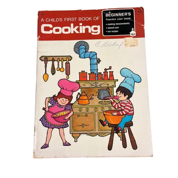 A Childs First Book of Cooking Vtg 1970s Homeschool Nostalgic Activity Kitchen