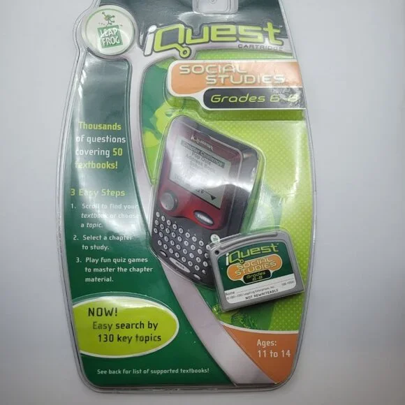 iQuest Social Studies Grades 6 7 8 Cartridge Leap Frog Learning Education Game‎