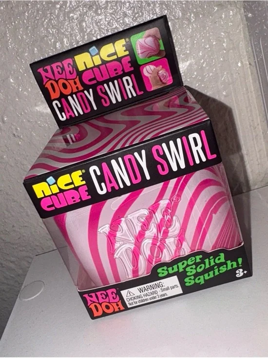 Nee Doh Nice Cube Candy Swirl Squishy Toy - Pink Swirl