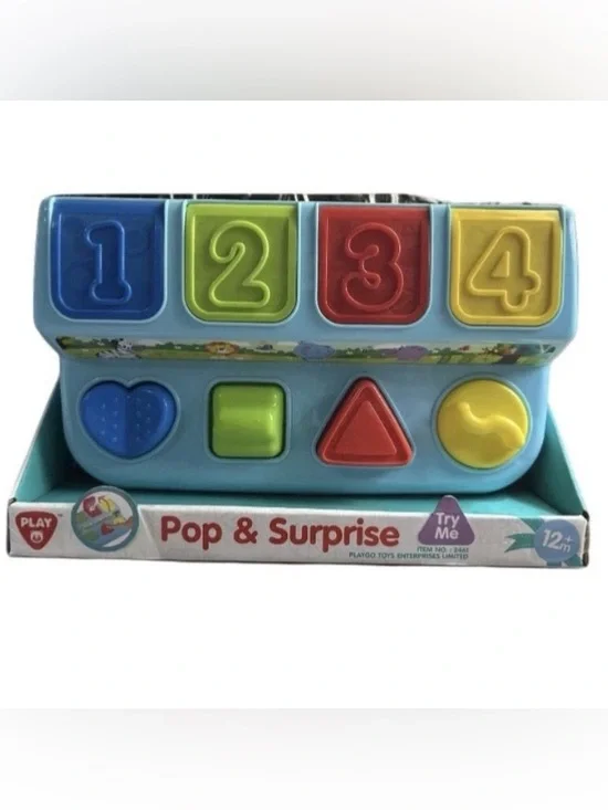 12 Month Infant Toddler Learning Toy Playgo Pop & Surprise Shapes Colors Numbers