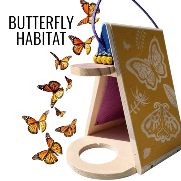 Handmade Butterfly Habitat Garden Decor Insect Hotel Motel Gardening Wood Wooden