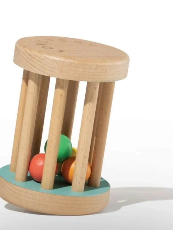 Wooden Rattle Roller Toy with Multicolor Beads & Rolling Rattle Teether