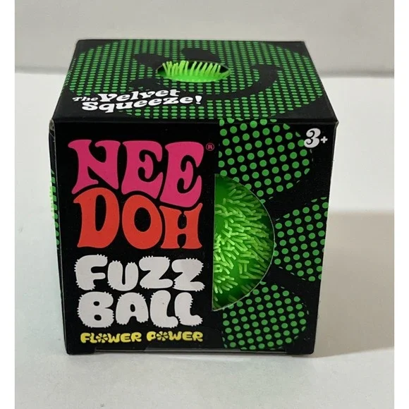 NeeDoh Fuzz Ball Flower Power! by Schylling - Brand New Factory Sealed Green