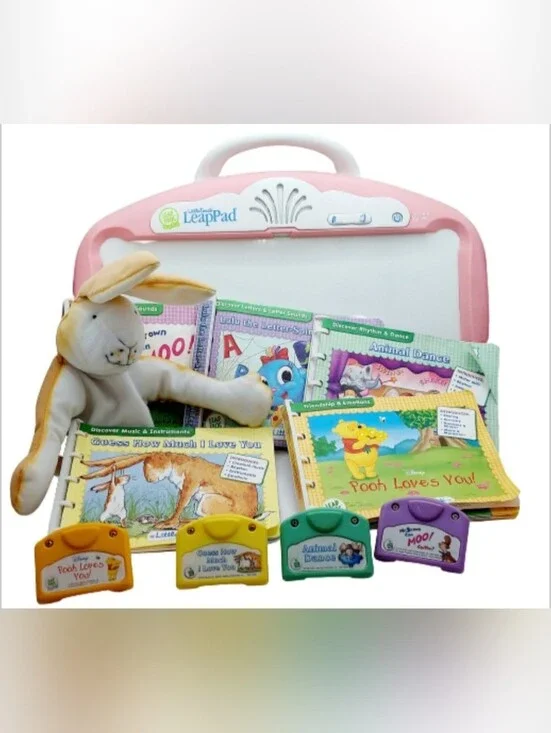 Vintage‎ LeapFrog LittleTouch LeapPad Bundle Pink 5 Books 4 Cartridges Puppet