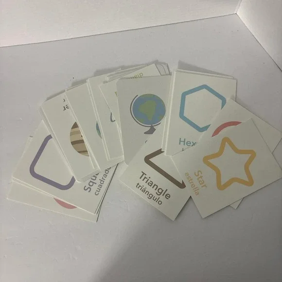 Bilingual English Spanish Flash Cards Toddler Preschool Learning Educational Set