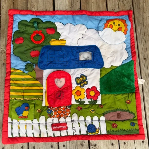 Fisher-Price Activity Play Mat Baby Multicolor Vintage 1990 Sensory House Toy