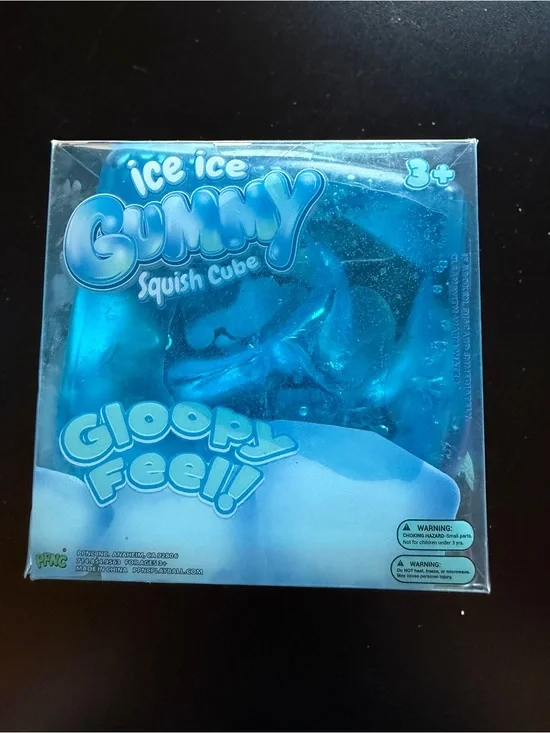 New Ice Square Gummy Squishy Squish Cube 3+ Blue Gloopy Feel Heavy Squeeze Toy