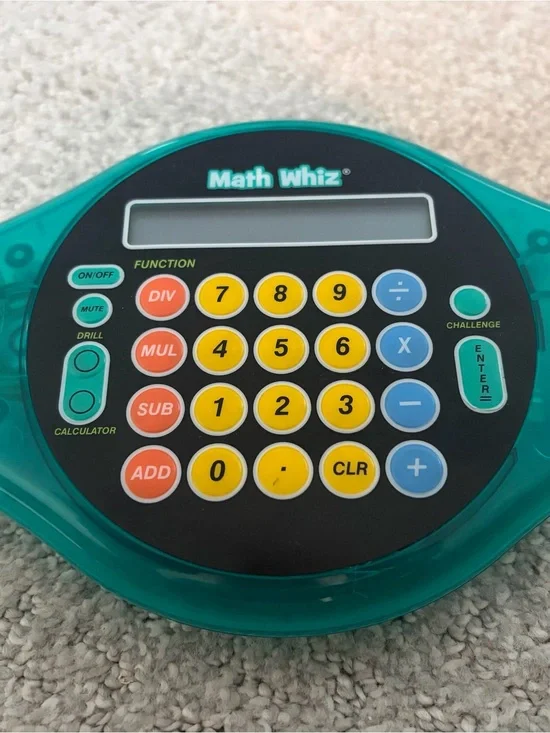 Math Whiz Electronic Math Game - Teal and Yellow Buttons