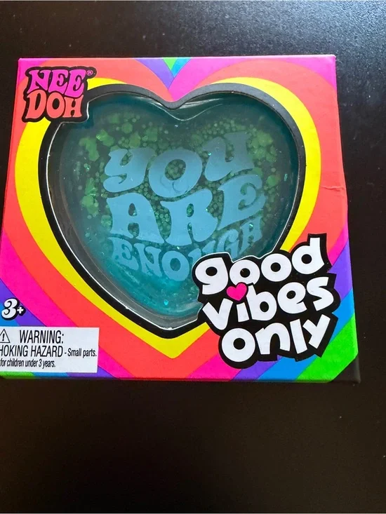 New Nee Doh Good Vibes Only Blue Heart You are Enough Schylling Squishy Toy 3+