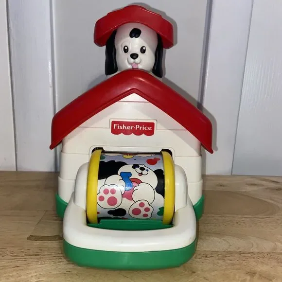 Fisher Price Dog House Pop Up Jack in the Box 1995 Vintage Musical Plastic Toy