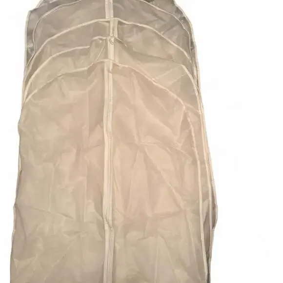 Set of 5 White Zippered Garment Bags for Suits or Dresses