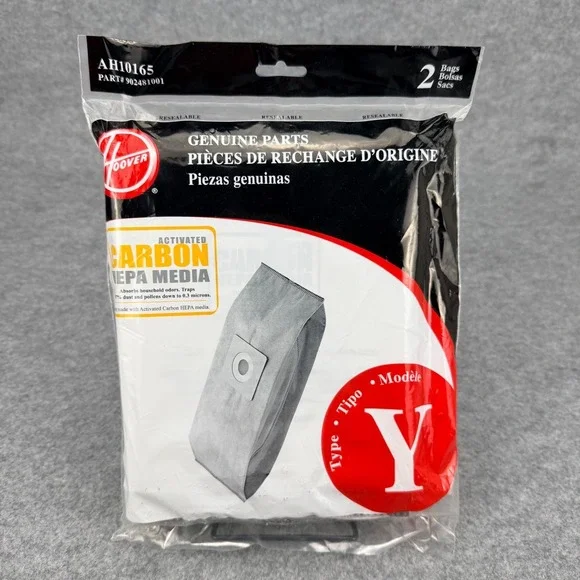 Hoover Type Y Vacuum Bags AH10165 Carbon HEPA Media 2 Pack Genuine Sealed OEM