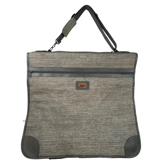 Viaggio Garment Bag Gray Tweed Travel Suit Carrier Shoulder Strap Professional