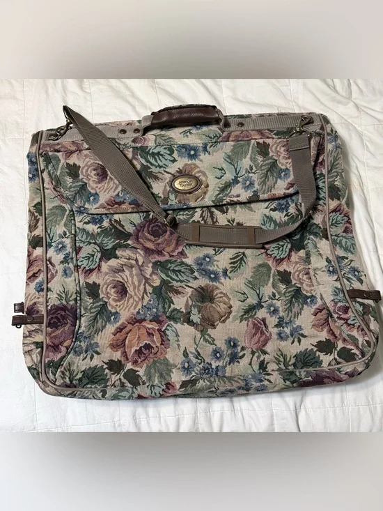 Vintage American Tourister Tapestry Floral Print  Garment Bag