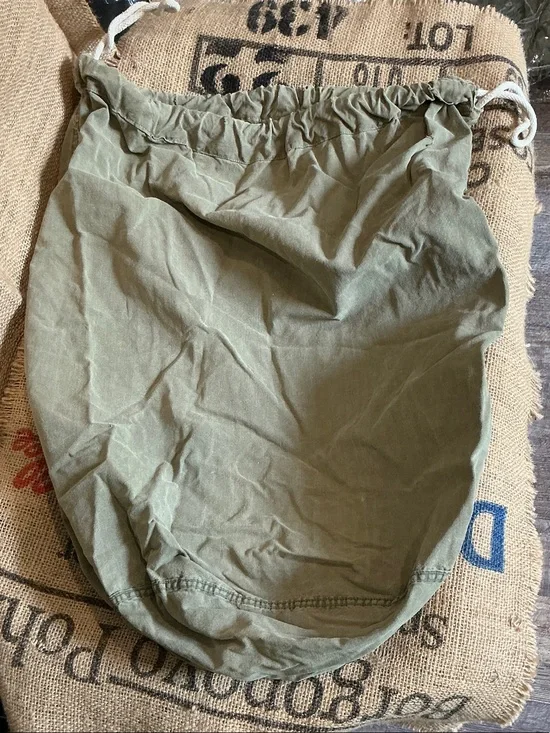 2 Olive Green Military Drawstring Canvas Bag