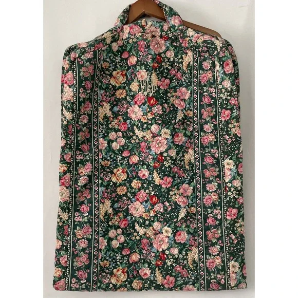 Vintage 1990's Vera Bradley Garment Bag Springtime Quilted Floral Travel Carrier