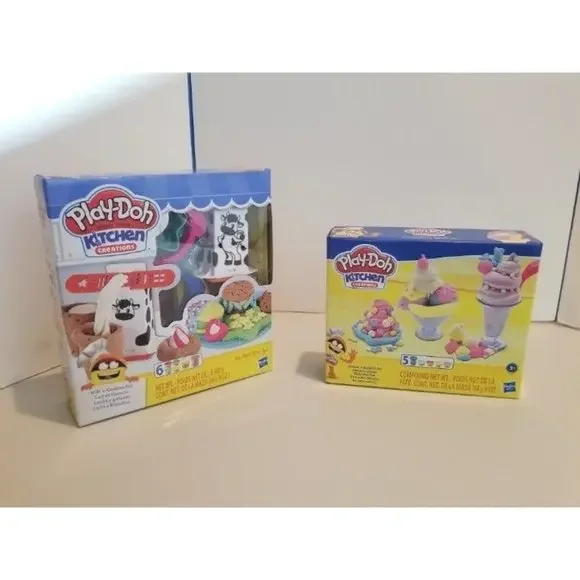 Play Doh Kitchen Milk and Cookies and Sundaes Sets‎ New 2