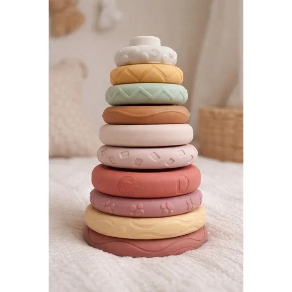 Silicone Baby‎ Stacking Rings Toy Neutral Montessori Teether BPA Free Toddler