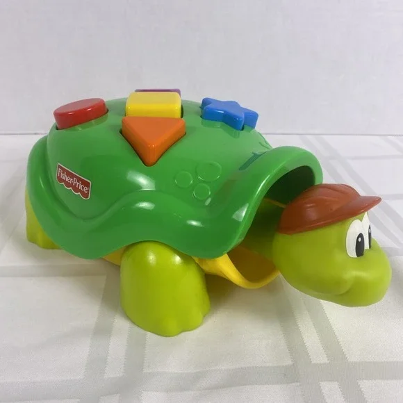 Vintage 2002‎ Fisher Price Tappy the Green Turtle Shape Press Baby Toy
