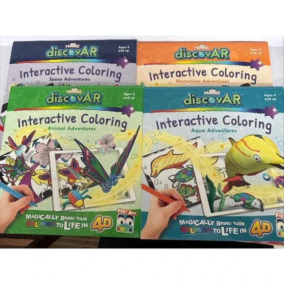 NEW MARDLES discovar Interactive Coloring (SET Of 4) Pictures Come To Life Gift