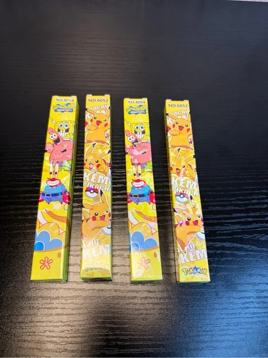 4Pcs Pikachu (2) And Sponge Bob (2) BLIND BOX PENS (4)