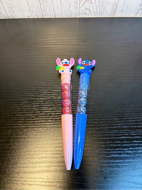 2Pcs Lilo And Stitch Bubble Ball Pen Set - Pink & Blue