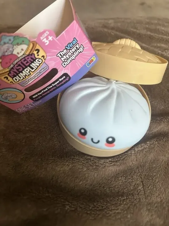 Opened RMS Purple Holographic Viral Mystery Dumpling- Squishy LIGHT BLUE SKY