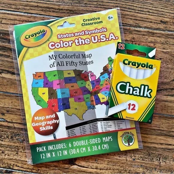 Crayola Lot of Chalk and Maps of the USA