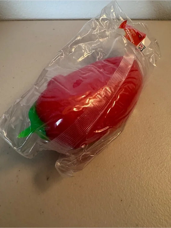 Plush Red Chili Pepper sand squishy- Bright Red with Green Stem