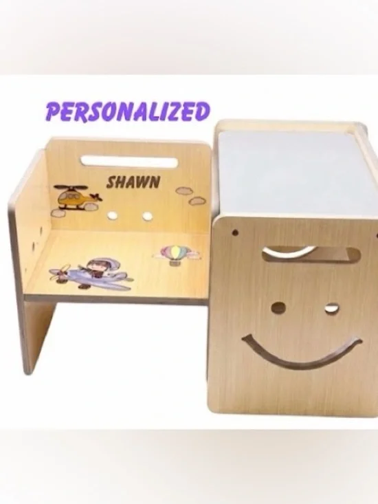 Personalized Montessori Table /Chair Weaning 3 Heights W/Whiteboard Keepsake