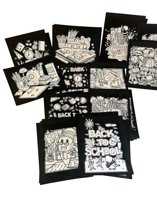 Back To School Velvet Coloring Sheets