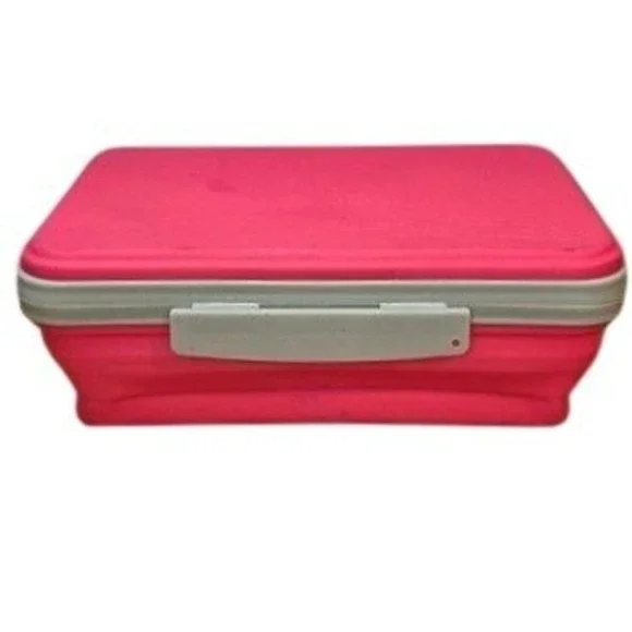 IT'S ACADEMIC Collapsible Pencil Pen‎ Case Box with Lid Flexi Storage Pink Gray