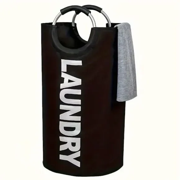 NWT Gorgeous Black 25.1ga Large Collapsible Fabric Laundry Hamper Padded Handles