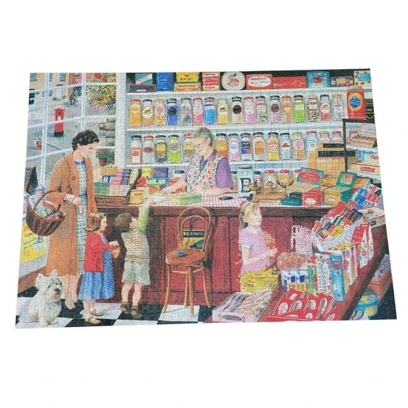 Puzzle EZ Sweet Shop 1000 Piece Jigsaw Puzzle Candy Store Scene Nostalgia EUC