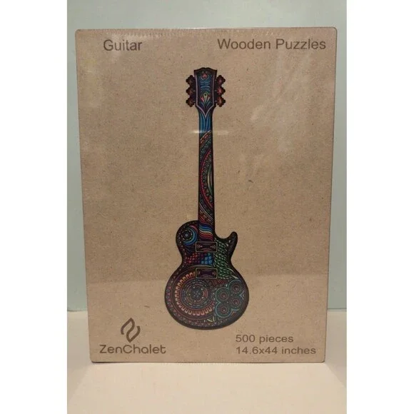 Wooden Jigsaw Puzzle for Adults by ZenChalet 500 Pieces Guitar SEALED