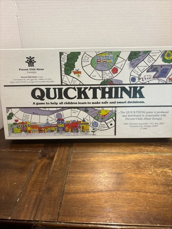 QuickThink Educational Board Game - White Box Vintage 1990 Prevent Child Abuse