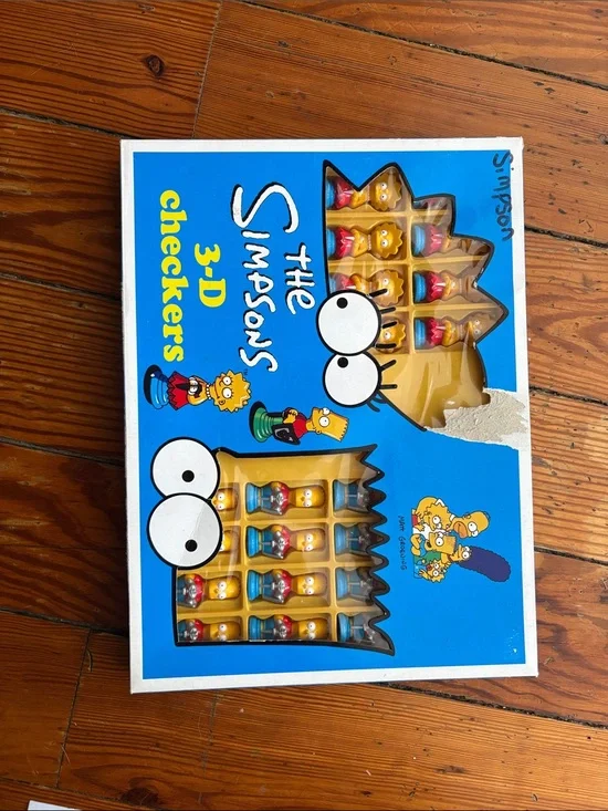 The Simpsons 3-D Checkers Game - Bright Blue & Yellow
