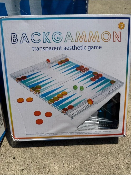 Transparent Aesthetic Backgammon Game - Clear with Blue Accents