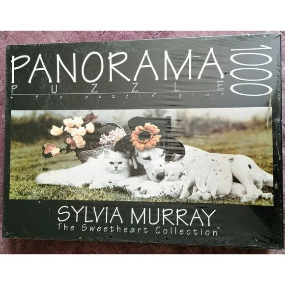 Sylvia Murray Sweetheart Collection 1000 pc Panorama Puzzle Cat & Dog Family New