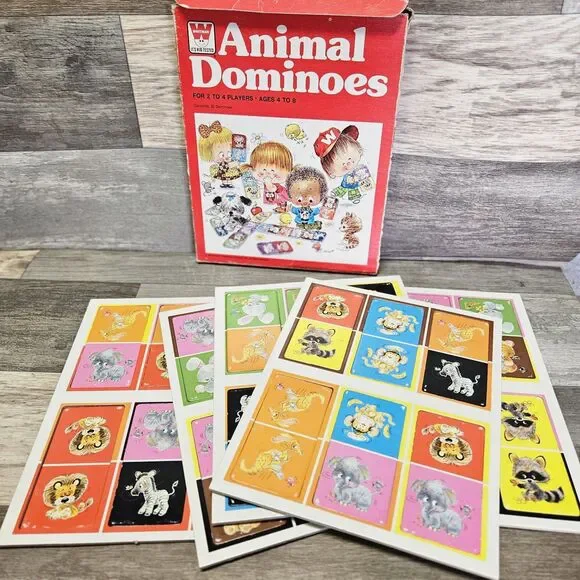 1976 Whitman Animal Dominoes Complete Set w/ Box Vintage Kids Game