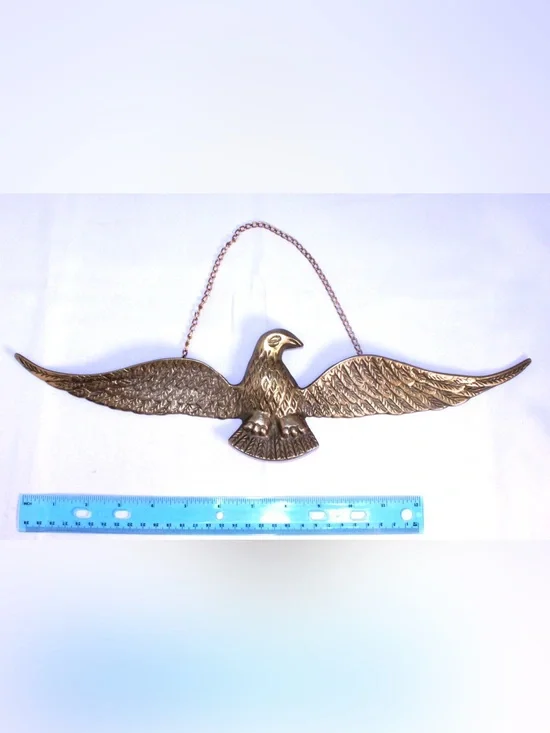 Vintage American Americana Brass Eagle decor Wall Hanger