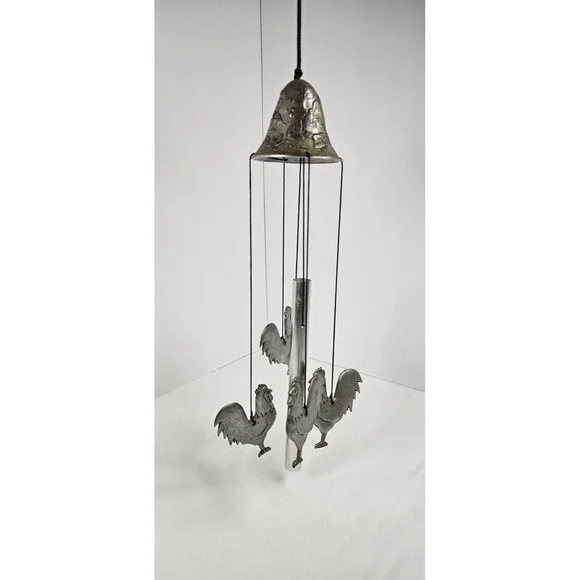 Metal Rooster Wind Chime Hanging Farmhouse‎ Garden Porch Decor Bell Top