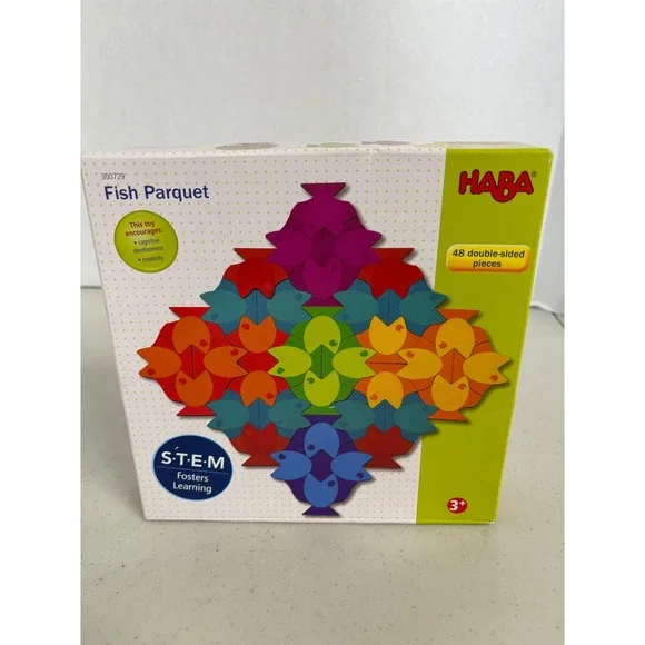 HABA Fish Parquet Wooden STEM Learning Puzzle 48 Double Sided Pieces‎ Ages 3+