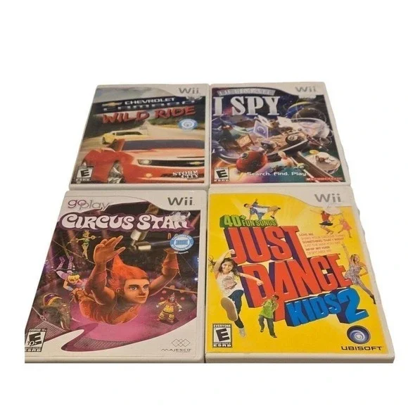 Nintendo Wii Game Bundle Just Dance Kids 2 I Spy Circus‎ Star Wild Ride