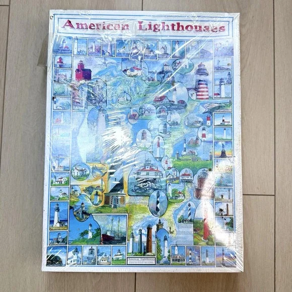 VTG American Lighthouses 1000 Piece Puzzle White Mountain 1997 Sealed USA NIB!!‎