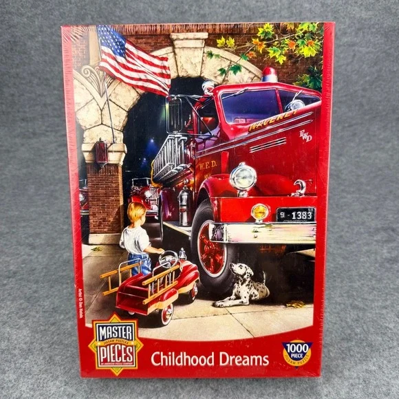 MasterPieces Childhood Dreams Fire Truck 1000 Piece Jigsaw Puzzle #70101 Sealed
