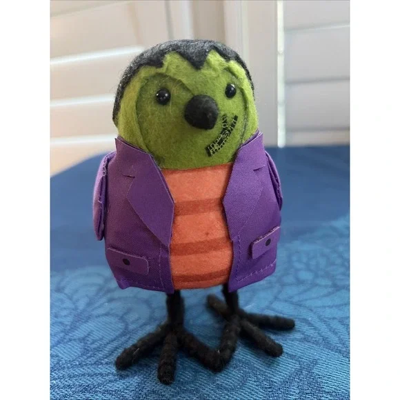 Felt Fabric Bird Decor Figure Halloween Monster Frankenstein Collectible