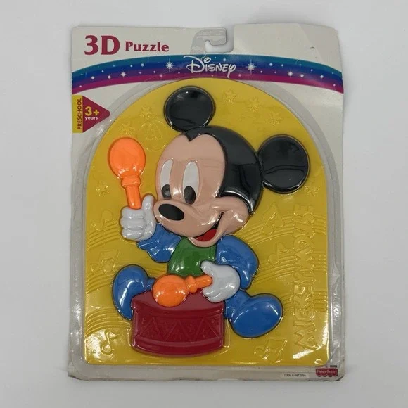 Vintage Disney Mickey Mouse 3D Puzzle Fisher Price Arcotoys Sealed Preschool Toy