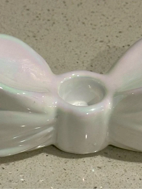 Target Iridescent White Ceramic Bow Candle Holder