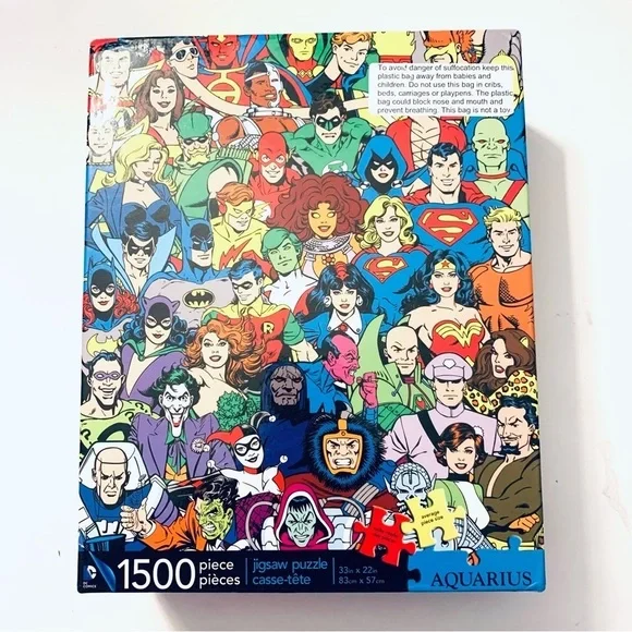 NWT AQUARIUS DC Comics Puzzle Retro Cast (1500 Piece Jigsaw Puzzle)